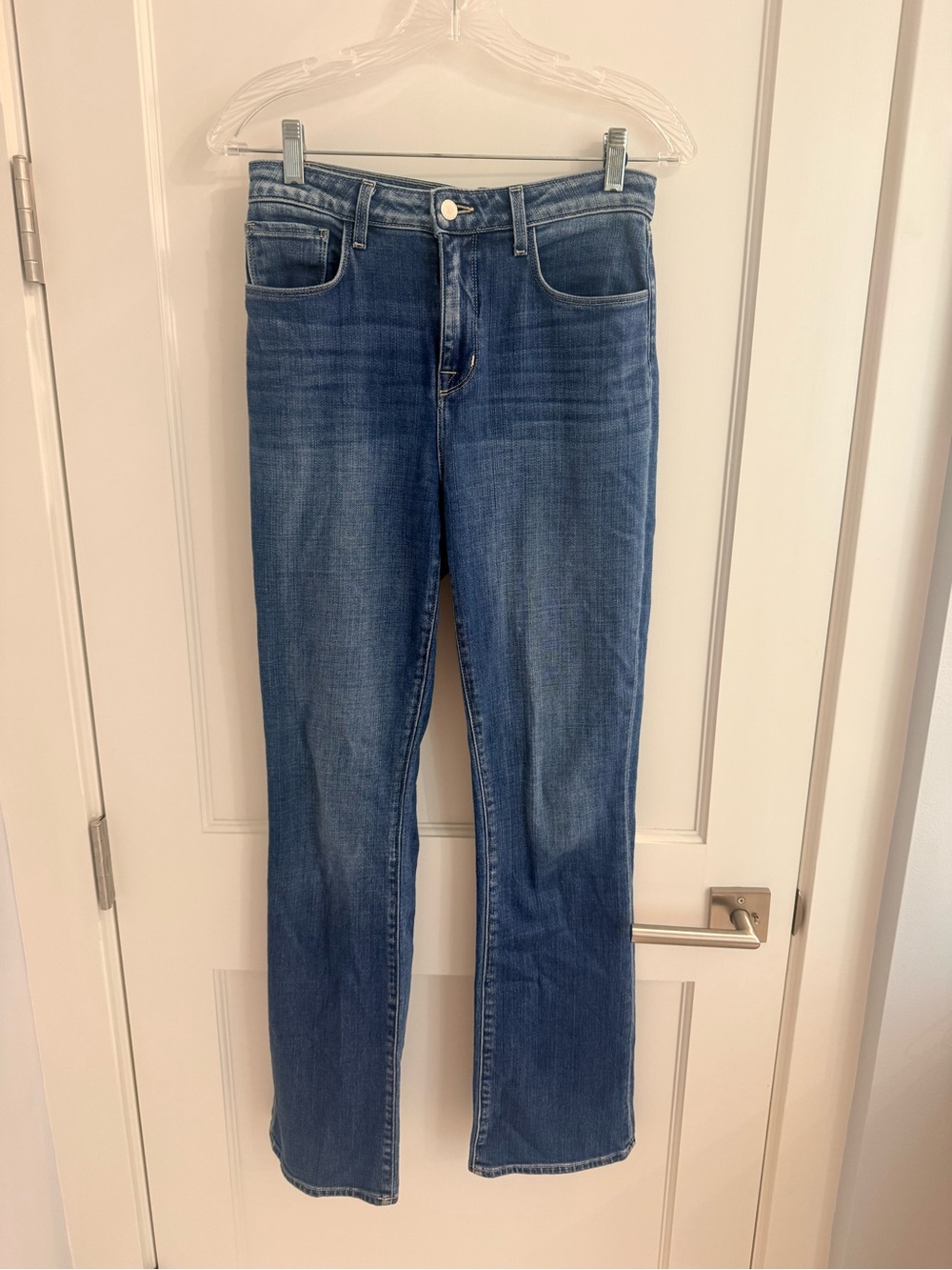 L'AGENCE Straight-Leg Mid-Rise Blue Jeans